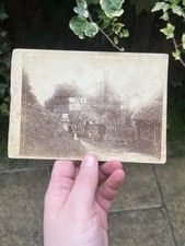 Unusual Antique Cabinet Card Family Outside Country House 1880s Slightly Trimmed