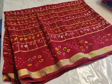 Traditional Red Bandhani Saree