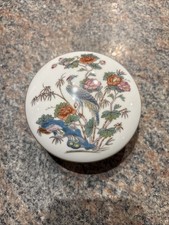Vintage Wedgwood Bone China Round Trinket Box Kutani  Crane