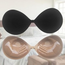 Thick Padded Strapless Backless Push Up Silicon Adhesive Invisible Nude Bra UK !