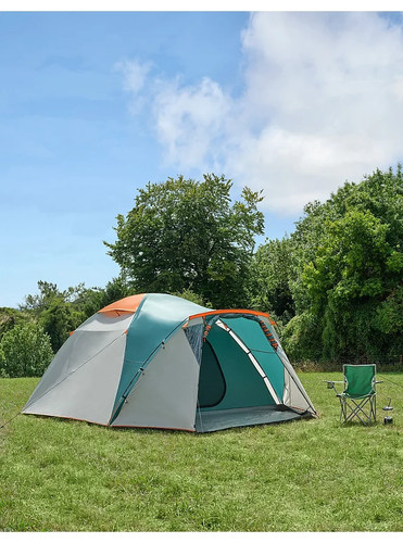 Teal grey person - grey, tent