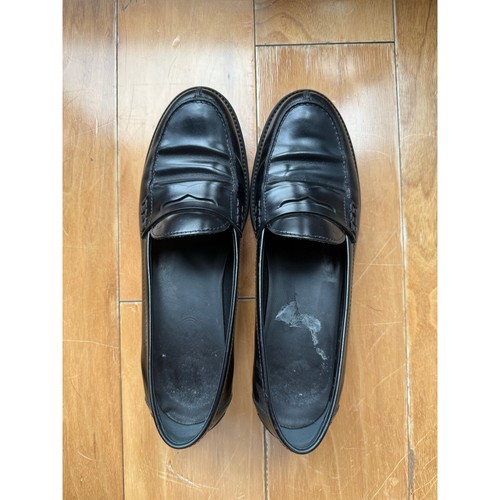 Black leather tods loafers - black,
