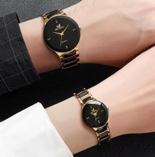 Ladies and Gents beautiful pair of Orlando Quartz watches . Black and gold..