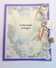 In the Hands of Angels Bag Charm Crystal Guardian Angel Believe Feather Gift