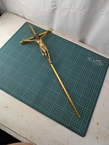 Vintage brass crucifix - crucifix, jesus