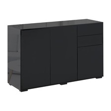 HOMCOM High Gloss Frame Side Cabinet with 2 Door and 2 Drawer, Black