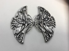 Vintage silver metal art nouveau style belt coat buckle decor ornament gift 