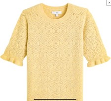 Jumper Yellow La Redoute Short Sleeves Recycled Fine Brushed Knit RRP£38