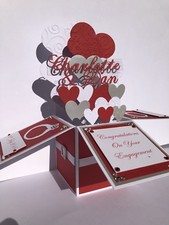 Personalised Handmade Engagement Card Red Hearts Congratulations Wedding