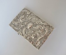 Superb quality antique silver Chinese Export card case Wang Hing c 1900