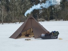 Tipi Tent Dark Olive Green Waterproof Portable Hot Tent for Camping Hiking