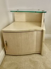Gautier Wood BedSide Table , Excellent condition With Glass top 