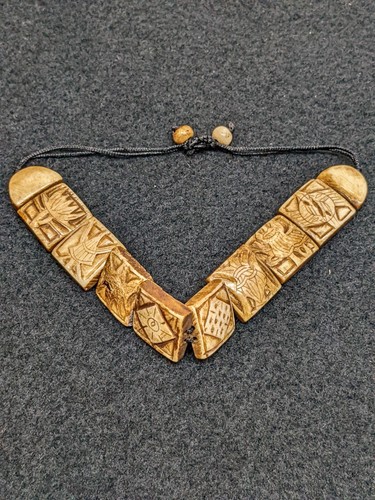 Carved bone antler beaded - antler,
