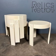 Set Of Four White Stacking Side Tables Mid Century Vintage Retro MCM