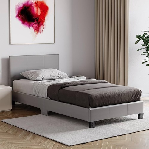 Faux leather bed frame 3ft - frame, 3ft,
