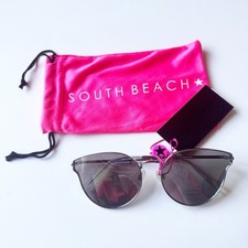 South Beach Gina Cateye Silvertone Tone Mirrored Lenses Women Sunglasses New