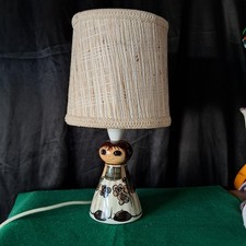 Rare Jersey Pottery Ceramic Table Lamp Circa 1970s Girl in Dress 