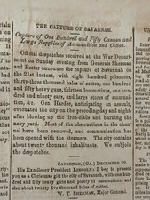 SHERMAN'S FAMOUS LETTER TO LINCOLN PRESENTING SAVANNAH AS A CHRISTMAS GIFT