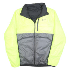 NIKE Mens Yellow & Grey Lightweight Reversible Polyester Jacket L Zip Plain