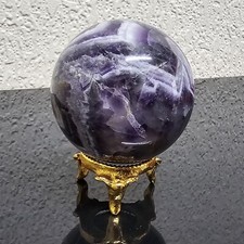  Natural amethyst chevrn stone sphere crystal ball healing divination spiritual 