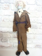 Vintage Hobo wino Clown Doll 20" Porcelain Head Hands Boots Cloth Body
