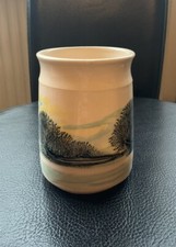 ViN 2002 BOSCASTLE  POTTERY VASE/MEDiUM  POT/ORNAMENT FiR TREES DESiGN,GLAZED.