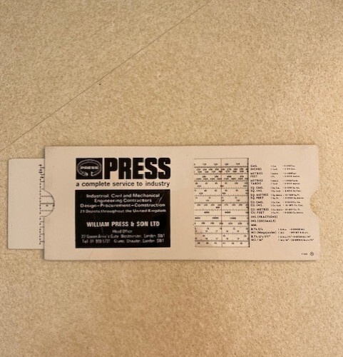 Press conversion slide rule - conversion,