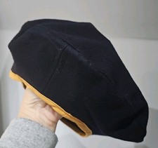 New - Hand Made Bespoke - Navy Boiled Wool Berry French Beret Hat One Size