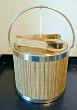 Vintage Thermos Metal & Rattan