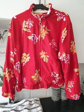 Ladies Floral Design Red Bomber Style Jacket Size S