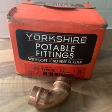 Yorkshire Potable Fittings YPS12 22mm Elbows - 25 Units - New In Sealed Box