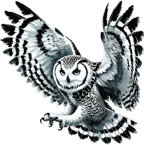 Watercolour gothic owl - gothic, bird