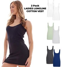 2 Pack Ladies Longline Cotton