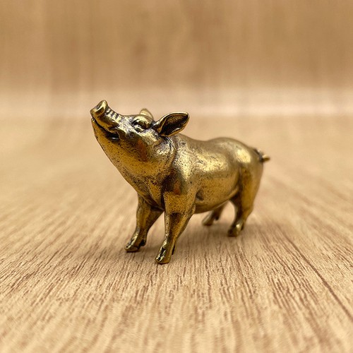 Vintage brass pig figurine - vintage,