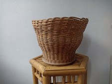 Vintage Mid Century Wicker Woven Rattan Plant Pot Planter Basket