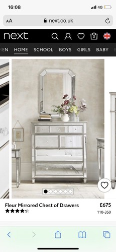 Next fleur mirrored chest - mirrored, of