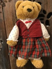 Charming Vintage Fashy Hot Water Bottle Cover & lid Teddy Bear Plaid Cute Hug