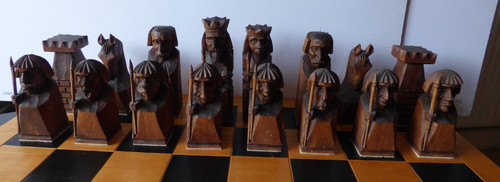 Hand carved wooden - , set