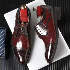 Men's Brogue Cap-Toe Lace-Up Oxford Casual Dress Shoes Elegance Formal shoes UK