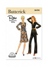 Butterick Easy SEWING PATTERN B6958 Retro 70s Dress,Tunic,Trousers 8-16 Or 18-26