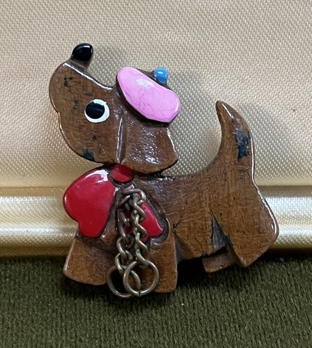 Vintage 1950s wooden dog - wooden,