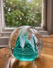 Vintage Signed Glass Green