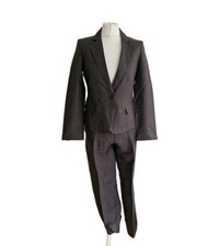 Jigsaw Womens Brown Striped Linen Trouser & Blazer Suit. Size UK 10/EU 38.