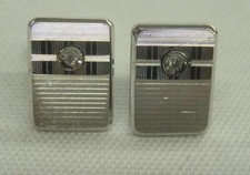 Genuine silver cufflinks, 0.08 stamp each, diamond checker reaction