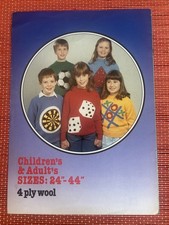 5 KIDS ADULTS SPORT FOOTBALL DARTS SNOOKER JUMPER Vtg Knitting Pattern 24-44”