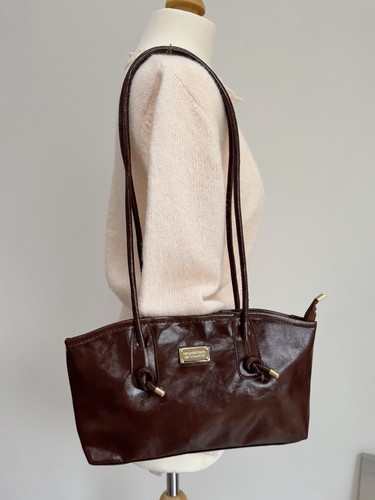 Brown faux leather shoulder - leather,