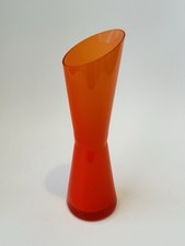 Scandinavian/Italian Retro Orange Cased Glass Vase with Angled Top