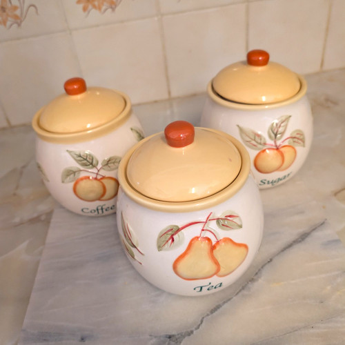 Ceramic fruit pattern tea - ceramic,