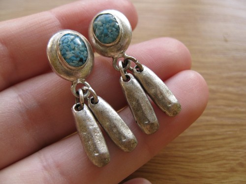 Silver tone turquoise - turquoise, chip