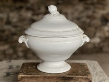 Antique French Soupiere Tureen White Ironstone Sarreguemines